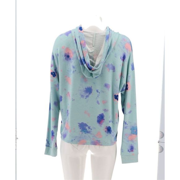 Candace Cameron Malibu Lounge 1/2 Zip Hoodie SilvSage TieDye A4732298 - Picture 5 of 9